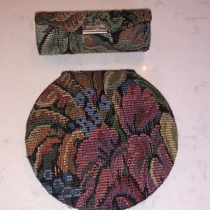 Matching set mirror compact and lipstick case